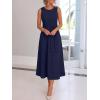 image:imageANRABESS Women Formal Midi Dress Sleeveless Elegant Business Work 2026 Summer Cocktail Party Night Out Dresses with BeltNavy Blue