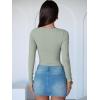 image:imageANRABESS Women Long Sleeve Crew Neck Bodysuits Top 2025 Fall Slim Fit Ribbed Knit Soft Basic Tee ShirtsLight Green
