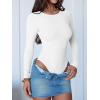 image:imageANRABESS Women Long Sleeve Crew Neck Bodysuits Top 2025 Fall Slim Fit Ribbed Knit Soft Basic Tee ShirtsWhite