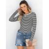 image:imageANRABESS Women Long Sleeve Shirts Rib Knit Slim Fit Tops Basic Tee Spring Outfits Casual TShirt Underscrubs Layer ClothesBlack White