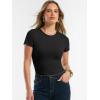 image:imageANRABESS Women Short Sleeve Tops Summer 2026 Double Lined Crewneck T Shirt Basic Tight Workout Tee Y2k ClothesBlack