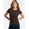image:imageANRABESS Women Short Sleeve Tops Summer 2026 Double Lined Crewneck T Shirt Basic Tight Workout Tee Y2k ClothesCoffee