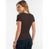 image:imageANRABESS Women Short Sleeve Tops Summer 2026 Double Lined Crewneck T Shirt Basic Tight Workout Tee Y2k ClothesCoffee