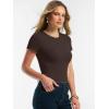 image:imageANRABESS Women Short Sleeve Tops Summer 2026 Double Lined Crewneck T Shirt Basic Tight Workout Tee Y2k ClothesCoffee