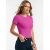 image:imageANRABESS Women Short Sleeve Tops Summer 2026 Double Lined Crewneck T Shirt Basic Tight Workout Tee Y2k ClothesHot Pink