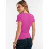 image:imageANRABESS Women Short Sleeve Tops Summer 2026 Double Lined Crewneck T Shirt Basic Tight Workout Tee Y2k ClothesHot Pink