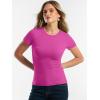 image:imageANRABESS Women Short Sleeve Tops Summer 2026 Double Lined Crewneck T Shirt Basic Tight Workout Tee Y2k ClothesHot Pink