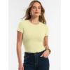 image:imageANRABESS Women Short Sleeve Tops Summer 2026 Double Lined Crewneck T Shirt Basic Tight Workout Tee Y2k ClothesLemon