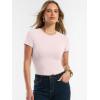image:imageANRABESS Women Short Sleeve Tops Summer 2026 Double Lined Crewneck T Shirt Basic Tight Workout Tee Y2k ClothesLight Pink