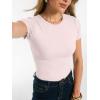 image:imageANRABESS Women Short Sleeve Tops Summer 2026 Double Lined Crewneck T Shirt Basic Tight Workout Tee Y2k ClothesLight Pink