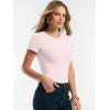 image:imageANRABESS Women Short Sleeve Tops Summer 2026 Double Lined Crewneck T Shirt Basic Tight Workout Tee Y2k ClothesLight Pink