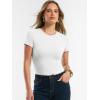 image:imageANRABESS Women Short Sleeve Tops Summer 2026 Double Lined Crewneck T Shirt Basic Tight Workout Tee Y2k ClothesOffwhite