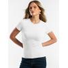 image:imageANRABESS Women Short Sleeve Tops Summer 2026 Double Lined Crewneck T Shirt Basic Tight Workout Tee Y2k ClothesOffwhite