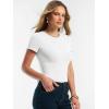 image:imageANRABESS Women Short Sleeve Tops Summer 2026 Double Lined Crewneck T Shirt Basic Tight Workout Tee Y2k ClothesOffwhite