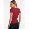 image:imageANRABESS Women Short Sleeve Tops Summer 2026 Double Lined Crewneck T Shirt Basic Tight Workout Tee Y2k ClothesRed