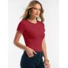 image:imageANRABESS Women Short Sleeve Tops Summer 2026 Double Lined Crewneck T Shirt Basic Tight Workout Tee Y2k ClothesRed