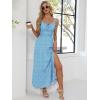 image:imageANRABESS Women Summer Casual Floral Printed Square Neck Sleeveless Straps Elastic Waist Slit Beach Vacation Maxi DressBlue