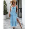image:imageANRABESS Women Summer Casual Floral Printed Square Neck Sleeveless Straps Elastic Waist Slit Beach Vacation Maxi DressBlue