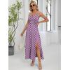 image:imageANRABESS Women Summer Casual Floral Printed Square Neck Sleeveless Straps Elastic Waist Slit Beach Vacation Maxi DressFloral Purple