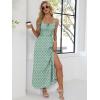 image:imageANRABESS Women Summer Casual Floral Printed Square Neck Sleeveless Straps Elastic Waist Slit Beach Vacation Maxi DressGreen
