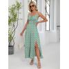 image:imageANRABESS Women Summer Casual Floral Printed Square Neck Sleeveless Straps Elastic Waist Slit Beach Vacation Maxi DressGreen
