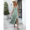 image:imageANRABESS Women Summer Casual Floral Printed Square Neck Sleeveless Straps Elastic Waist Slit Beach Vacation Maxi DressGreen