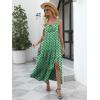 image:imageANRABESS Women Summer Casual Floral Printed Square Neck Sleeveless Straps Elastic Waist Slit Beach Vacation Maxi DressGreen Floral