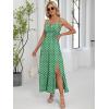 image:imageANRABESS Women Summer Casual Floral Printed Square Neck Sleeveless Straps Elastic Waist Slit Beach Vacation Maxi DressGreen Floral