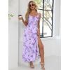 image:imageANRABESS Women Summer Casual Floral Printed Square Neck Sleeveless Straps Elastic Waist Slit Beach Vacation Maxi DressLight Purple Floral