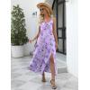 image:imageANRABESS Women Summer Casual Floral Printed Square Neck Sleeveless Straps Elastic Waist Slit Beach Vacation Maxi DressLight Purple Floral