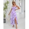 image:imageANRABESS Women Summer Casual Floral Printed Square Neck Sleeveless Straps Elastic Waist Slit Beach Vacation Maxi DressLight Purple Floral