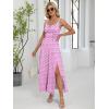 image:imageANRABESS Women Summer Casual Floral Printed Square Neck Sleeveless Straps Elastic Waist Slit Beach Vacation Maxi DressPink Purple Floral