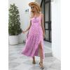 image:imageANRABESS Women Summer Casual Floral Printed Square Neck Sleeveless Straps Elastic Waist Slit Beach Vacation Maxi DressPink Purple Floral