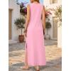image:imageANRABESS Women Summer Casual Sleeveless Maxi Sundress Beach Tank Dresses Pockets Travel Vacation Clothes Cruise Outfits 2026Pink