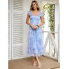 image:imageANRABESS Women Summer Floral Midi Dress Sleeveless Boho Flowy Smocked RuffleTulle Beach Vacation Wedding Guest Party DressesBlue Floral Purple