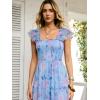 image:imageANRABESS Women Summer Floral Midi Dress Sleeveless Boho Flowy Smocked RuffleTulle Beach Vacation Wedding Guest Party DressesBlue Floral Purple