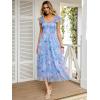 image:imageANRABESS Women Summer Floral Midi Dress Sleeveless Boho Flowy Smocked RuffleTulle Beach Vacation Wedding Guest Party DressesBlue Floral Purple