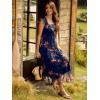 image:imageANRABESS Women Summer Floral Midi Dress Sleeveless Boho Flowy Smocked RuffleTulle Beach Vacation Wedding Guest Party DressesBrown Floral Dark Blue