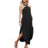 image:imageANRABESS Women Summer Halter Neck Sundress Sleeveless Split Side Casual Beach Travel Vacation Maxi Long Dress with PocketsBlack