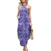 image:imageANRABESS Women Summer Halter Neck Sundress Sleeveless Split Side Casual Beach Travel Vacation Maxi Long Dress with PocketsBlue Cashew