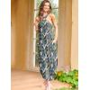 image:imageANRABESS Women Summer Halter Neck Sundress Sleeveless Split Side Casual Beach Travel Vacation Maxi Long Dress with PocketsLeaf