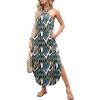 image:imageANRABESS Women Summer Halter Neck Sundress Sleeveless Split Side Casual Beach Travel Vacation Maxi Long Dress with PocketsLeaf