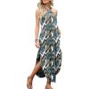 image:imageANRABESS Women Summer Halter Neck Sundress Sleeveless Split Side Casual Beach Travel Vacation Maxi Long Dress with PocketsLeaf