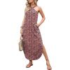 image:imageANRABESS Women Summer Halter Neck Sundress Sleeveless Split Side Casual Beach Travel Vacation Maxi Long Dress with PocketsLeopard