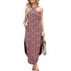 image:imageANRABESS Women Summer Halter Neck Sundress Sleeveless Split Side Casual Beach Travel Vacation Maxi Long Dress with PocketsLeopard