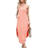 image:imageANRABESS Women Summer Halter Neck Sundress Sleeveless Split Side Casual Beach Travel Vacation Maxi Long Dress with PocketsPink