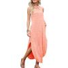 image:imageANRABESS Women Summer Halter Neck Sundress Sleeveless Split Side Casual Beach Travel Vacation Maxi Long Dress with PocketsPink