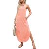 image:imageANRABESS Women Summer Halter Neck Sundress Sleeveless Split Side Casual Beach Travel Vacation Maxi Long Dress with PocketsPink