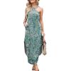 image:imageANRABESS Women Summer Halter Neck Sundress Sleeveless Split Side Casual Beach Travel Vacation Maxi Long Dress with PocketsPrint Green
