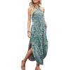image:imageANRABESS Women Summer Halter Neck Sundress Sleeveless Split Side Casual Beach Travel Vacation Maxi Long Dress with PocketsPrint Green